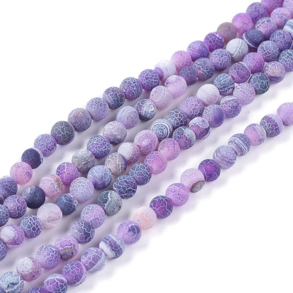 6MM Purple Violet Weathered Agate Beads-ONE Gemstone Bead Strand-Crafts NWT